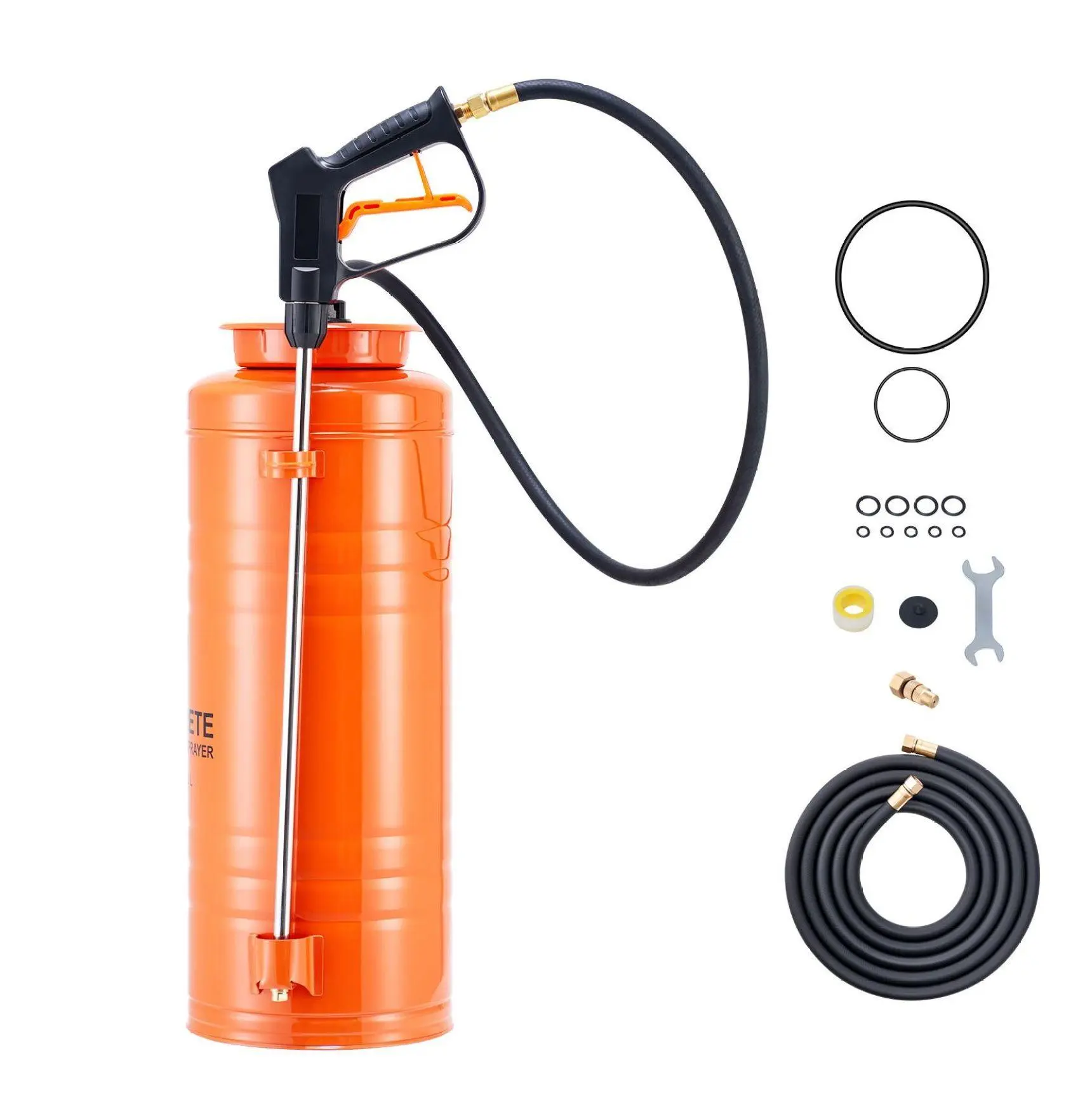 Concrete Sprayer 3.5 Gallon, Stainless Steel Heavy Duty Sprayer, Tri-Poxy Pump with 20.5" Wand & Brass Nozzles - Construction, Garden, Industrial Use Basic Type