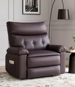 【GARVEE】Oversized Recliner Chair - Faux PU Leather Manual Recliner for Adults, Lazy Chair with 1.5X Sponge Comfort Arm and Back for Living Room, Bedroom