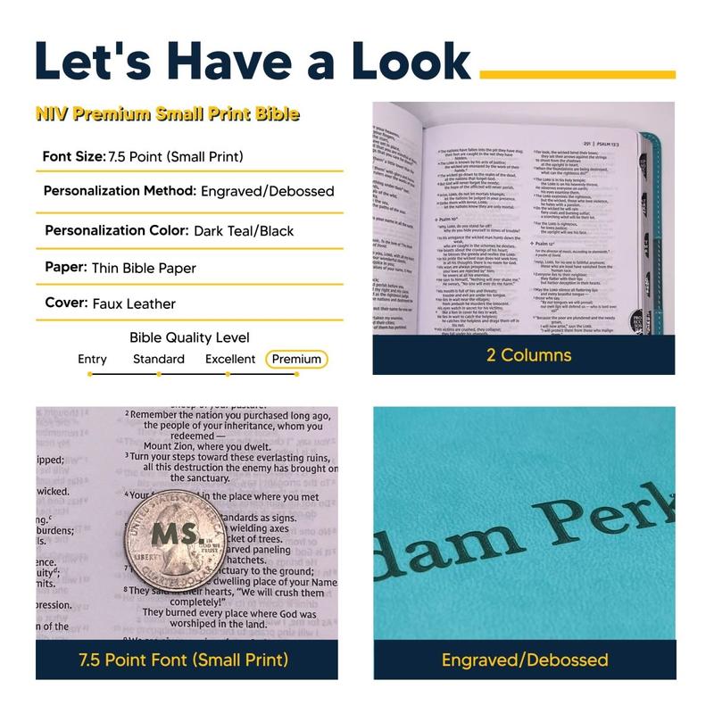 Custom NIV Teal Standard Size Premium Indexed Holy Bible Small Print - Tiktok