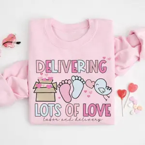 Labor And Delivery Valentine Sweatshirt, L&D Nurse Sweatshirt, Retro Nursing Apparel Pullover, Valentine’s Day Nurse Gift, Unisex Women’s Top, Gift For Men And Women, Classic Cotton Full Color Sweatshirt