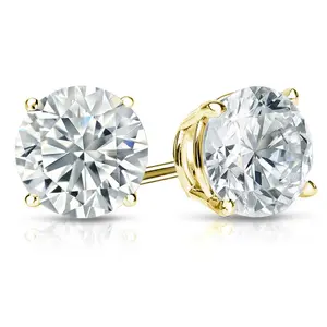 Lab Grown Diamond Stud Earrings Round 3.50 ct. tw. (1.75ct. each ear) D-E, VVS 14k Yellow Gold 4-Prong Basket