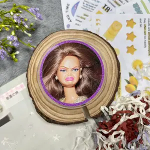 Aesthetic Purple Glitter Sassy Doll Face Acrylic Phone Grip | Cute Funny Grumpy Doll Meme Griptok Stand for Back of Case | Kawaii Relatable Sarcastic Humor Smartphone Ring Holder | Trendy Y2K Fashion Baddie Merchandise Novelty Gift for Her
