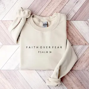 Faith Over Fear Sweatshirt, Psalm 34 Christian Sweatshirt, Minimalist Christian Sweatshirt, Religious Sweater, Faith Sweatshirt