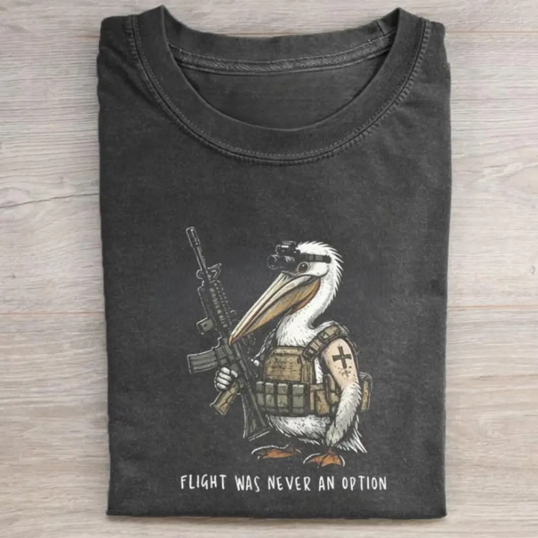 Youth and Adult Tactical Pelican Shirt, Flight Was Never An Option Tee, Funny Military Bird Shirt, Armed Pelican Meme, Funny Gift For Him