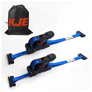 "1" x 10' 2 Pack E Track Retractable Ratchet Tie Down Straps, Heavy Duty - 1,500lb Max Break Strength for Cargo Vans"