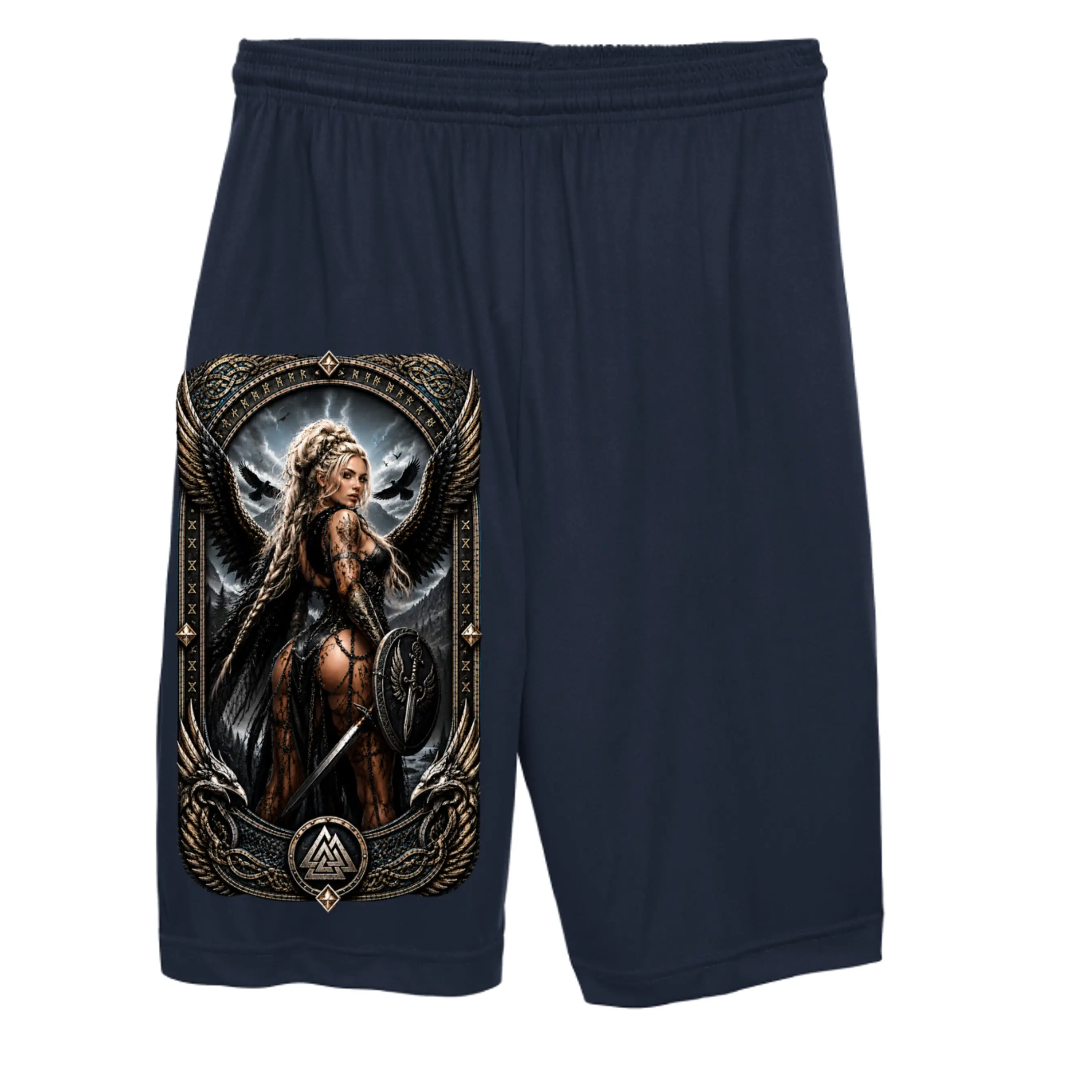 Valkyrie Norse Warrior Men's Shorts – Viking Shield Maiden Graphic Athletic Short