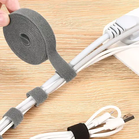 Cable Management Straps, Cable Organizers for Cords, 3m/9.84ft Cable Ties Roll, Adjustable Cable Ties for Charging Cords, Management Ties with Magic Sticker