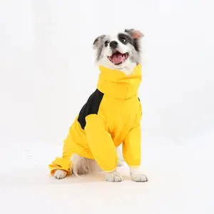 Medium and large dog clothing: Border Collie, Labrador, Shiba Inu four-legged jacket, waterproof and windproof dog coat, raincoat