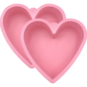 9 Inch  Heart Shaped Cake Pans, 2 Pack Large Nonstick Heart Cake Mold for Baking, Cheesecake Tray for Valentine's Day