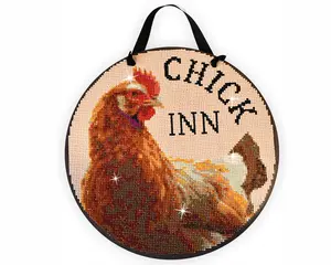 Chicken Diamond Painting Kit | Round Door Sign