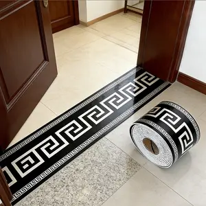 Self-Adhesive Wallpaper Trim, Geometric Pattern, Easy Clean, Glossy Surface, Perfect for Home Decor, Baseboards, Background Walls, DIY