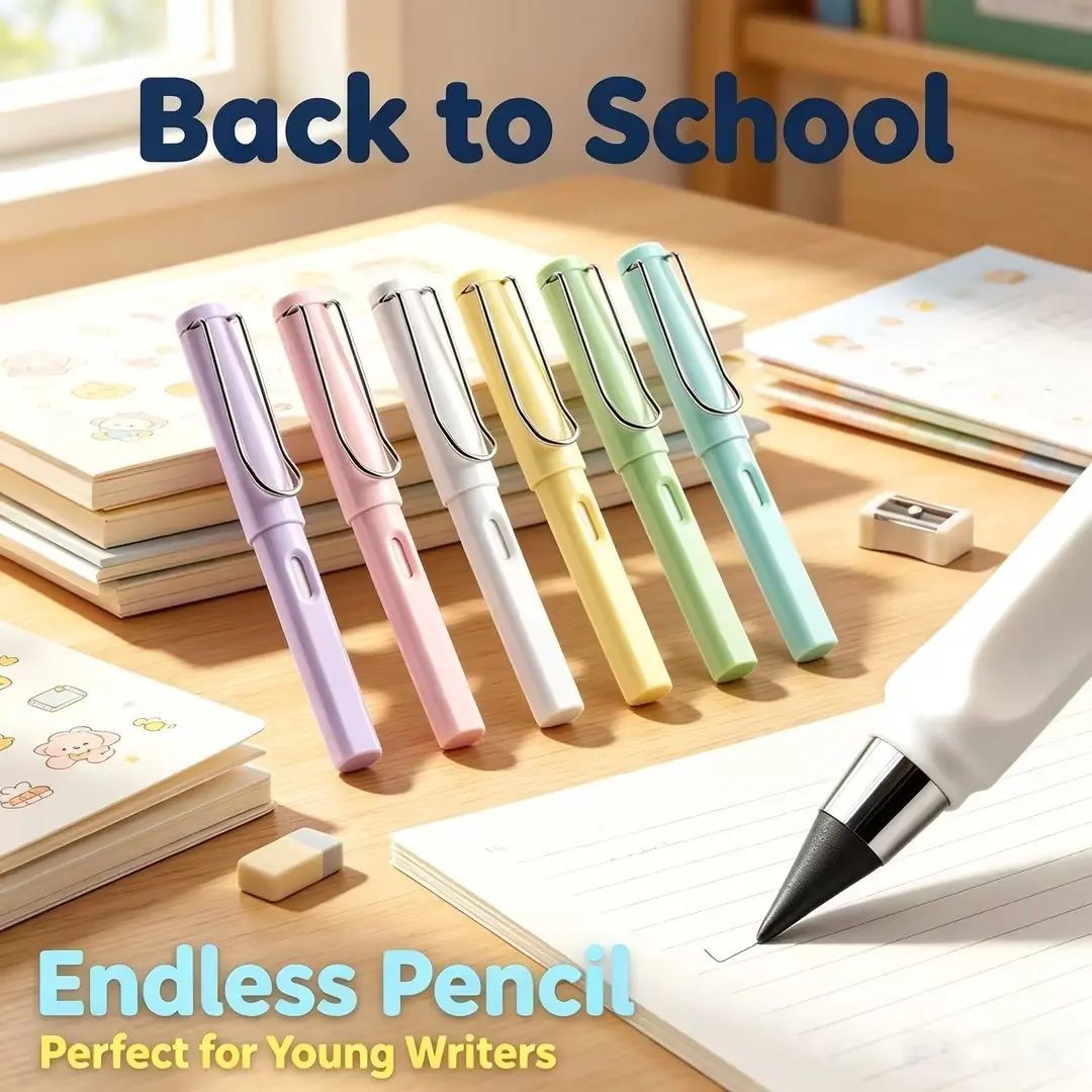 【Back to School Must-Have】Macaron Color Endless Eternal Pencil No Sharpening, Reusable Inkless Writing Pencil, Durable Forever Pencil for Kids Students, Back to School Stationery Gift for School Classroom Study