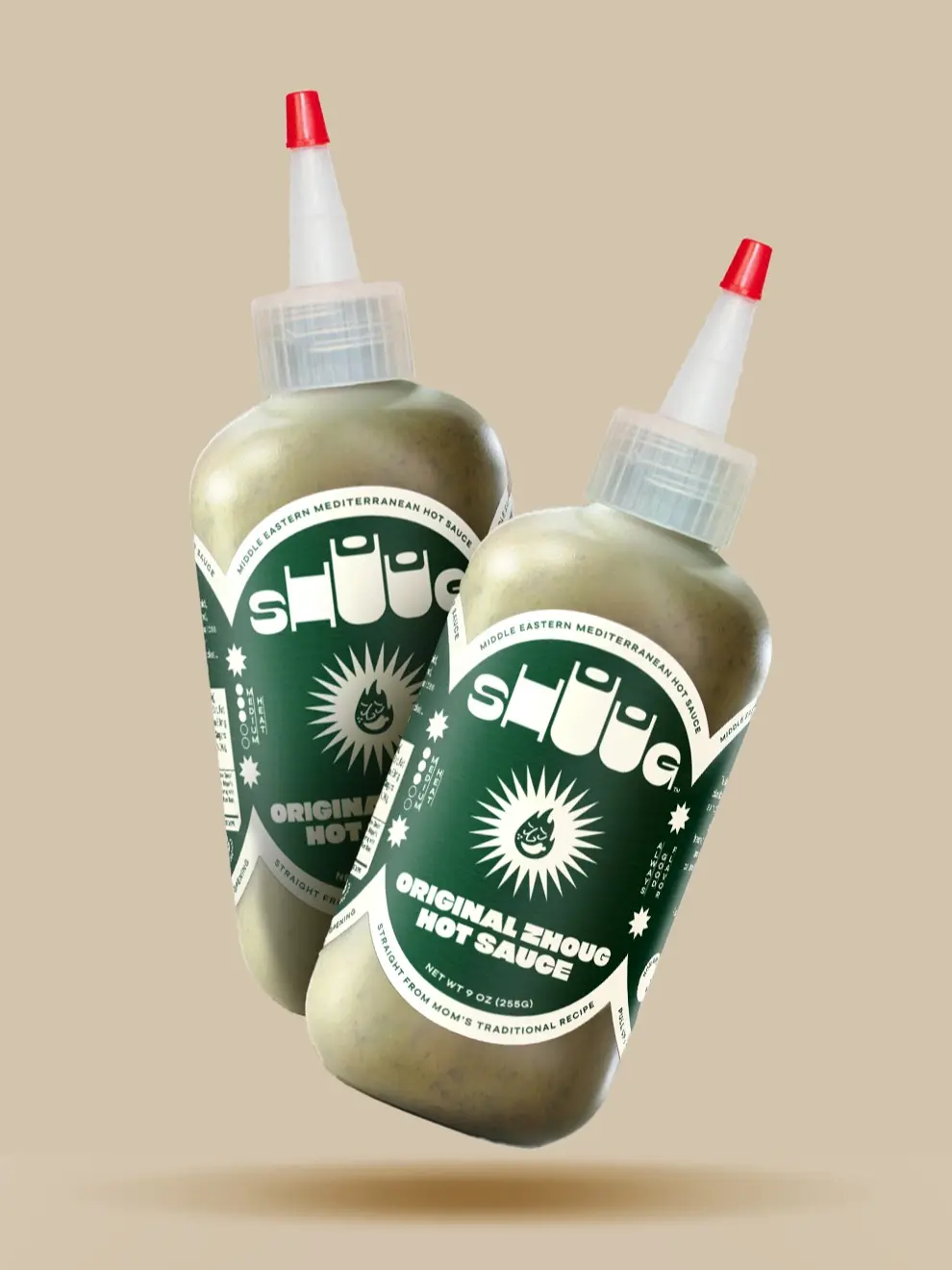 (2 Pack) Zhoug Hot Sauce - Shuug is a handcrafted hot sauce that captures the vibrant and bold flavors of the Middle East and Mediterranean regions, all rooted in our decades-old family recipes