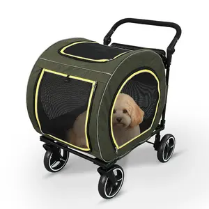 Pet Stroller for Dogs Cats up to 50 lbs, Foldable Dog Stroller with 360° Swivel Wheels, Detachable Carrier, Adjustable Handle, Travel Dog Stroller for Small Medium Pets