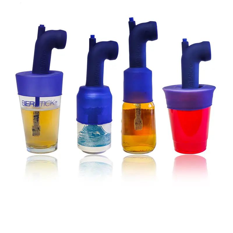 Bierstick Bierbro Snorkel - Stretches to Fit Cans, Bottles, Mugs, and Red Solo Cups - Easy Transport Drinkware Silicone Tumbler Tumbler