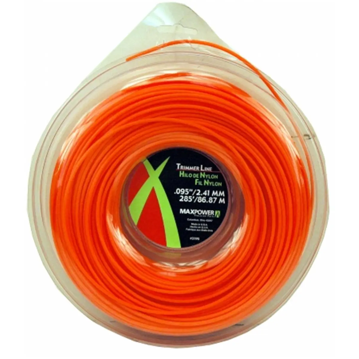 MAXPOWER Nylon Circular Trimmer Line Carded Roll - Precision Replacement Part for Grass Trimmers, 0.095in Diameter, 275ft Length, Model 333195 (Suitable for Large Logs Trimming)