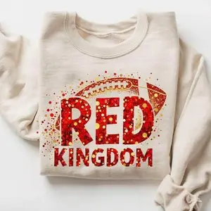 Vintage KC Sweatshirt, Chiefs Sweatshirt, Half time Show Tshirt, Red Kingdom Glitter Sweatshirt