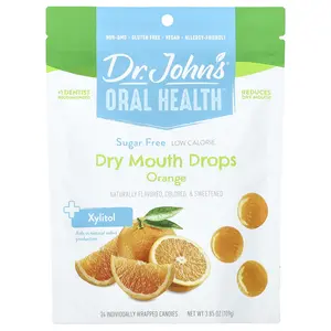 Dr. John's Healthy Sweets Oral Health™, Dry Mouth Drops, + Xylitol, Orange, 24 Individually Wrapped Candies. 3.85 oz (109 g)