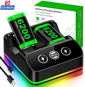 ESYWEN 2X 6200mWh Xbox Controller Battery Pack Rechargeable for Xbox One/Series S/X【Xbox Charging Station】【Extended USB C Cable】 Xbox Battery Pack Xbox 360 Consoles
