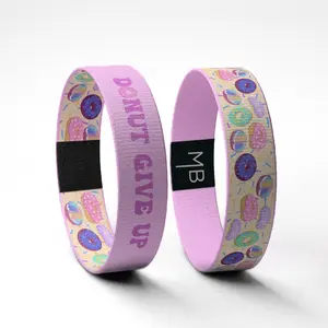 Donut Give Up Do Not Give Up Punny Funny Motivational Elastic Wristband Bracelet