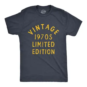 Mens Vintage 1970s Limited Edition T Shirt Funny Cool 1970 Theme Classic Tee for Guys Mens Funny T Shirts Cool Vintage Fashion T-Shirt Gift Classic Menswear Funny Vintage Short Sleeve Novelty Tees for Guys Navy