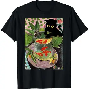 Henri Matisse Goldfish and cat famous Artwork painting T-Shirt Graphic tees