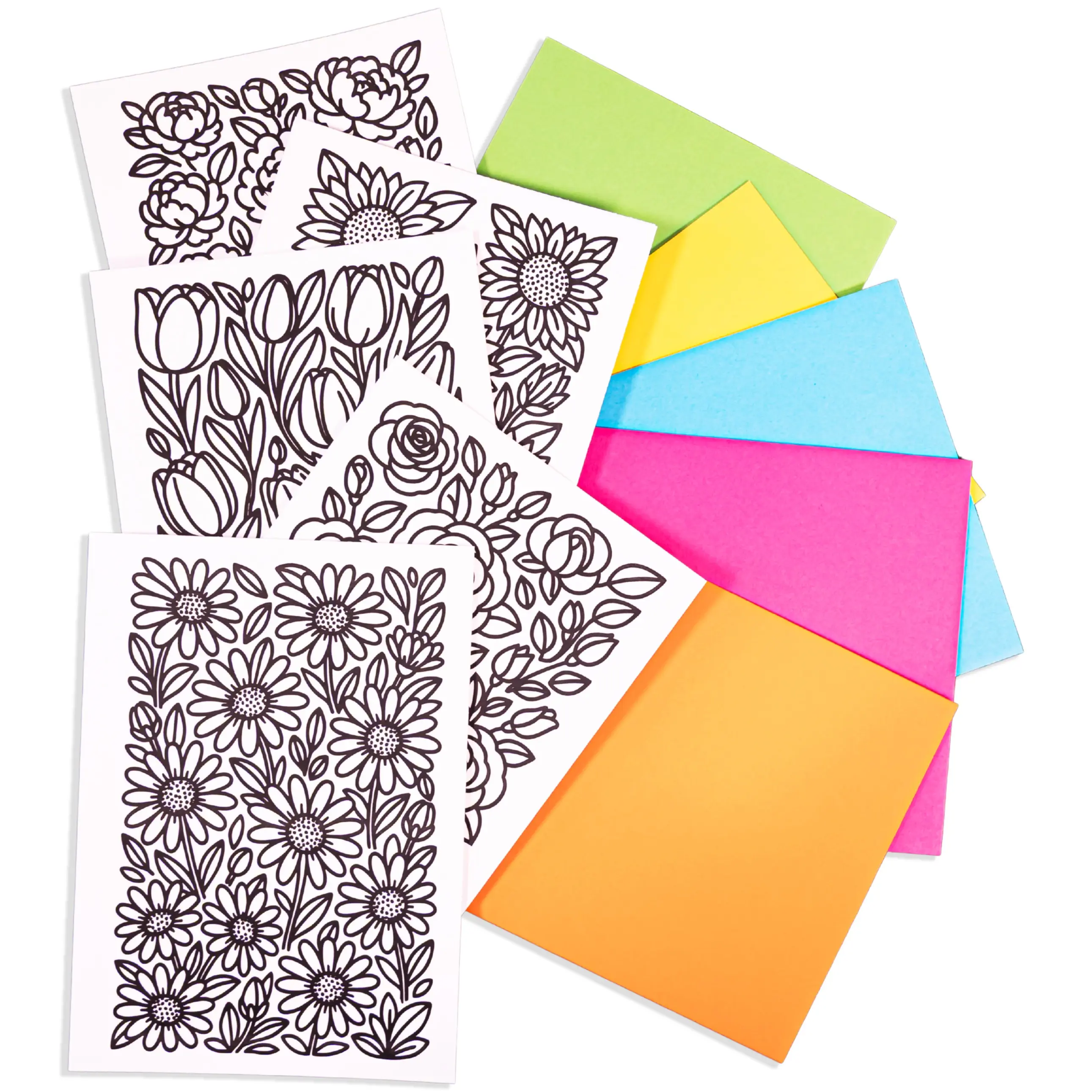 Wildflower Wishes Color-Your-Own Greeting Cards - Colorable Cards for Spring, Mother's Day, Easter, and Thinking of You