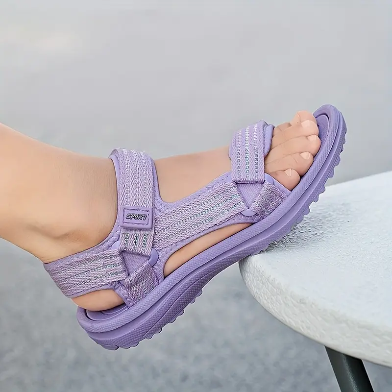 Girls' Platform Slide Sandals - Adjustable Buckle, Solid Color, Open Toe, Comfortable Summer Beach Shoes