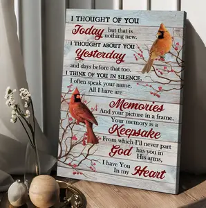 Cardinal Drawing Red Cranberry I Thought Of You Today Christmas Gift For Mommy Daddy Poster Printed Paper Decor, Fans gift, Dad gift, Mom gift, family gift, Christmas Day gift idea