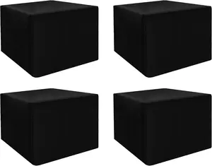 Card Table Covers Fitted Square 34x34 Inch, Wrinkle Resistant Washable Black Square Tablecloth 3 Ft for Folding Table Set of 4