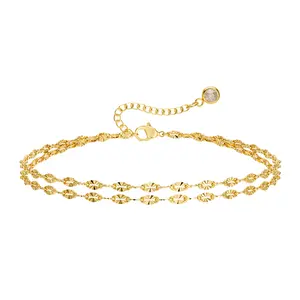 Tewiky 14K Gold Plated Lips Ankle Copper Bracelets for Women Dainty 14k Gold/Silver Plated Waterproof Layered Anklets Trendy Waterproof Fashion Jewelry Gifts for Women For Valentine's Day gifts
