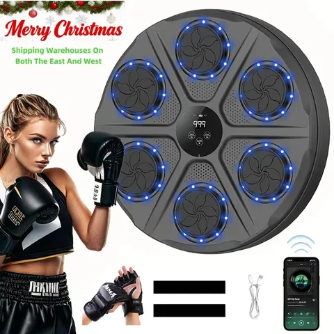 Smart Music Boxing Machine - 6-Target Compact Wall-Mount Speed Trainer with Gloves, Beat-Driven Play Easy-to-Install Training Boxing Equipment for Workout Enthusiasts to Enhance Workout Fun
