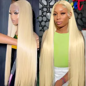 GK 613 Blonde Wig Human Hair 32 Inch 13x6 HD Lace Front Wig Straight Human Hair Wigs For Women Transparent Lace Frontal Wigs Pre Plucked With Baby Hair(613 Blonde Wig, 32 Inch)