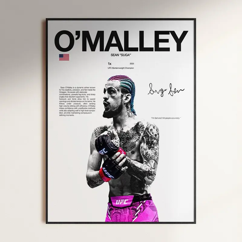 Sean O'Malley Poster, UFC Wall Print, MMA Digital , UFC Bantamweight Champion, Ufc Gift For Him, Sports Print, Gym Decor, Poster Gift - Unframed