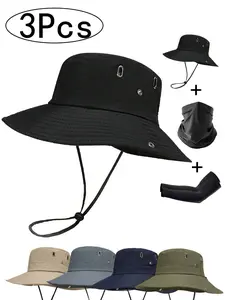3Pcs- Balaclava Mask Set, Outdoor Sports Mask, Upf UV Protection, Windproof Dustproof Neck Gaiter, Breathable Open Design, Outdoor Sun Hat, Ice Sleeves, Multiple Colors Available