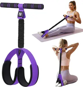 KUZARO Pedal Resistance Band with Handle, Upgraded 55LBS Fitness Band for Core, Legs & Arms Training, Pilates & Sit-Up Workout Gear for Women, Home Gym Use