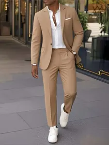 Men's Suit 2pcs Set, Suit Jacket+ Trousers, Groomsmen Business, Fashionable and Elegant, High Quality Men, Suitable for Wedding, Business, Party, Dress Suits for Men, Suit for Men Full Set, Wedding Suit, Mens Suits for Men for Wedding, Formal
