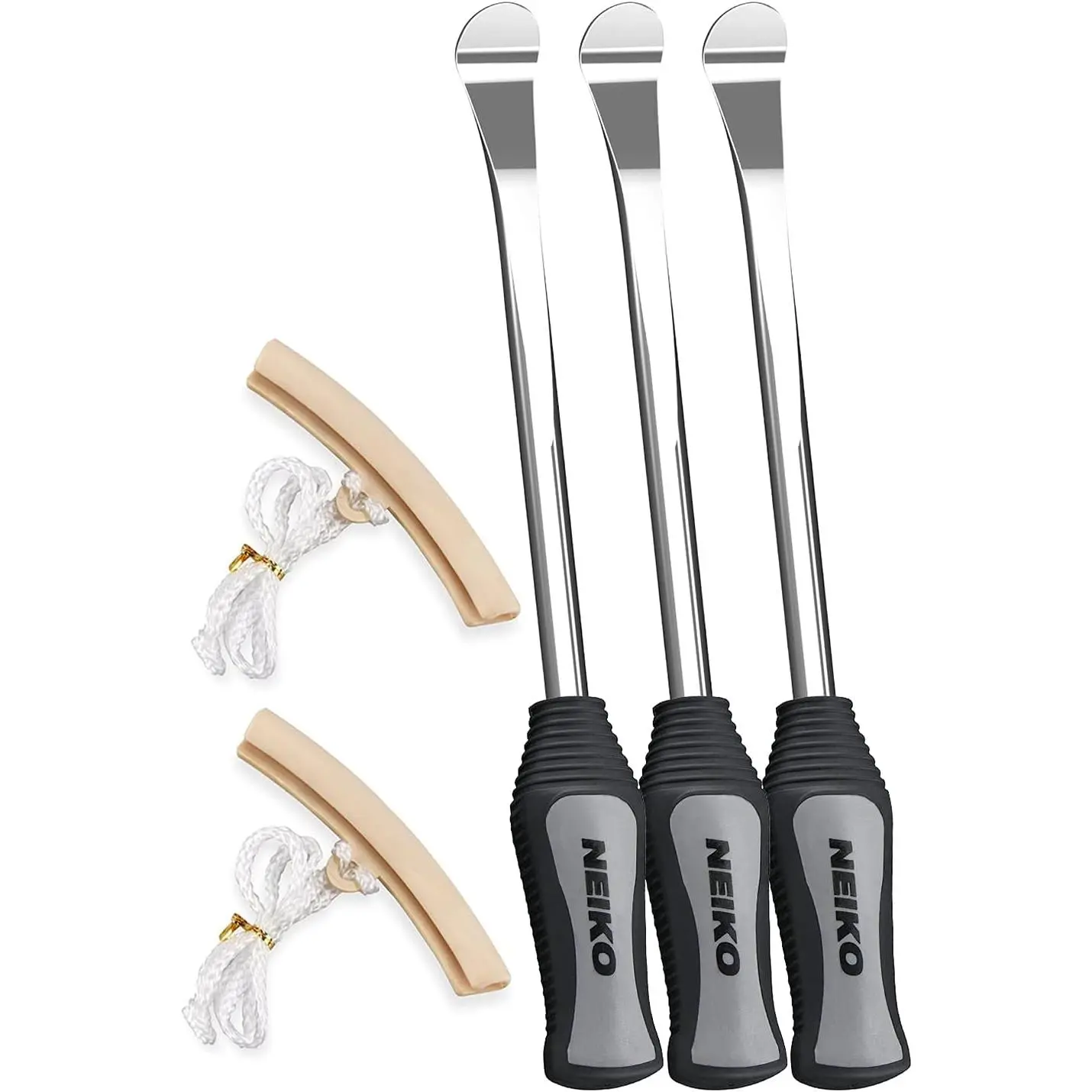 NEIKO 20600A Tire Spoon Levers, Repair Tool Kit, 11 1/2-Inch Hardened Steel Irons, 2 Rim Protectors, 5-Piece Tire Levers Set, Tire Changing Tool, Small Tire Tools
