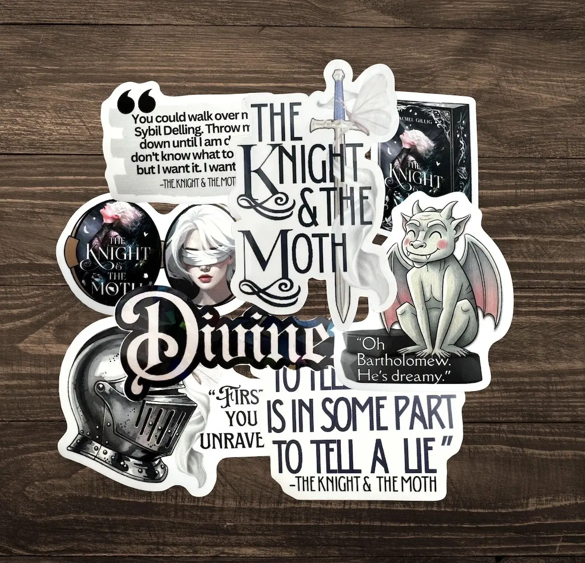 The Knight and the Moth inspired Kindle Stickers pack, Waterproof Vinyl Decals