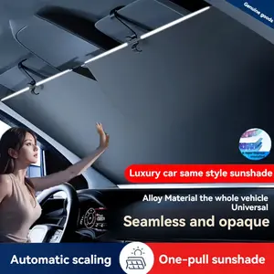 Improved Vehicle Windshield Heat Protection with Retractable Sun Visor and Multi-Function Bracket Shield for UV Blocking -Car Accessories