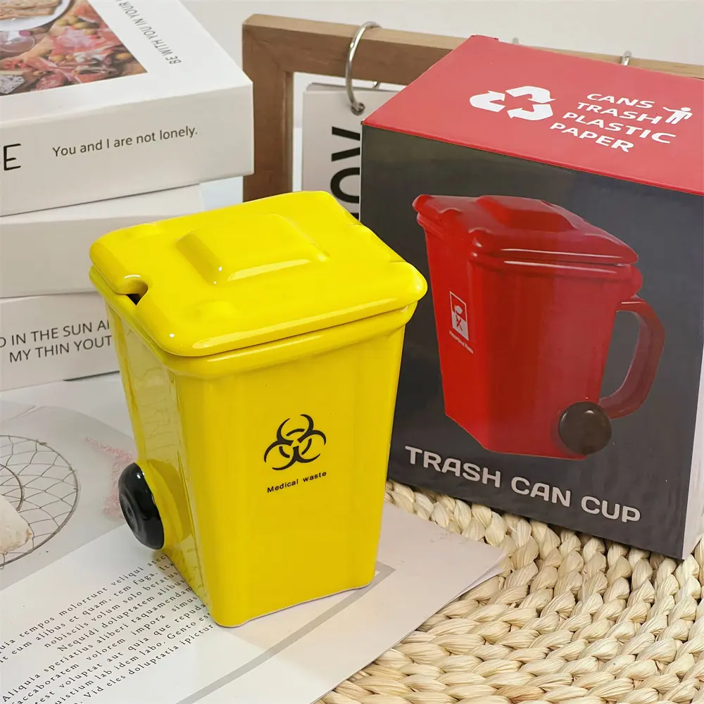 Yellow trash can cup 400ml