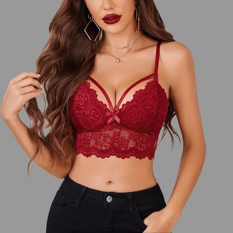 Avidlove Lace Bralette for Women Lingerie Spaghetti Adjustable Strap Tank Camisole Crop Top