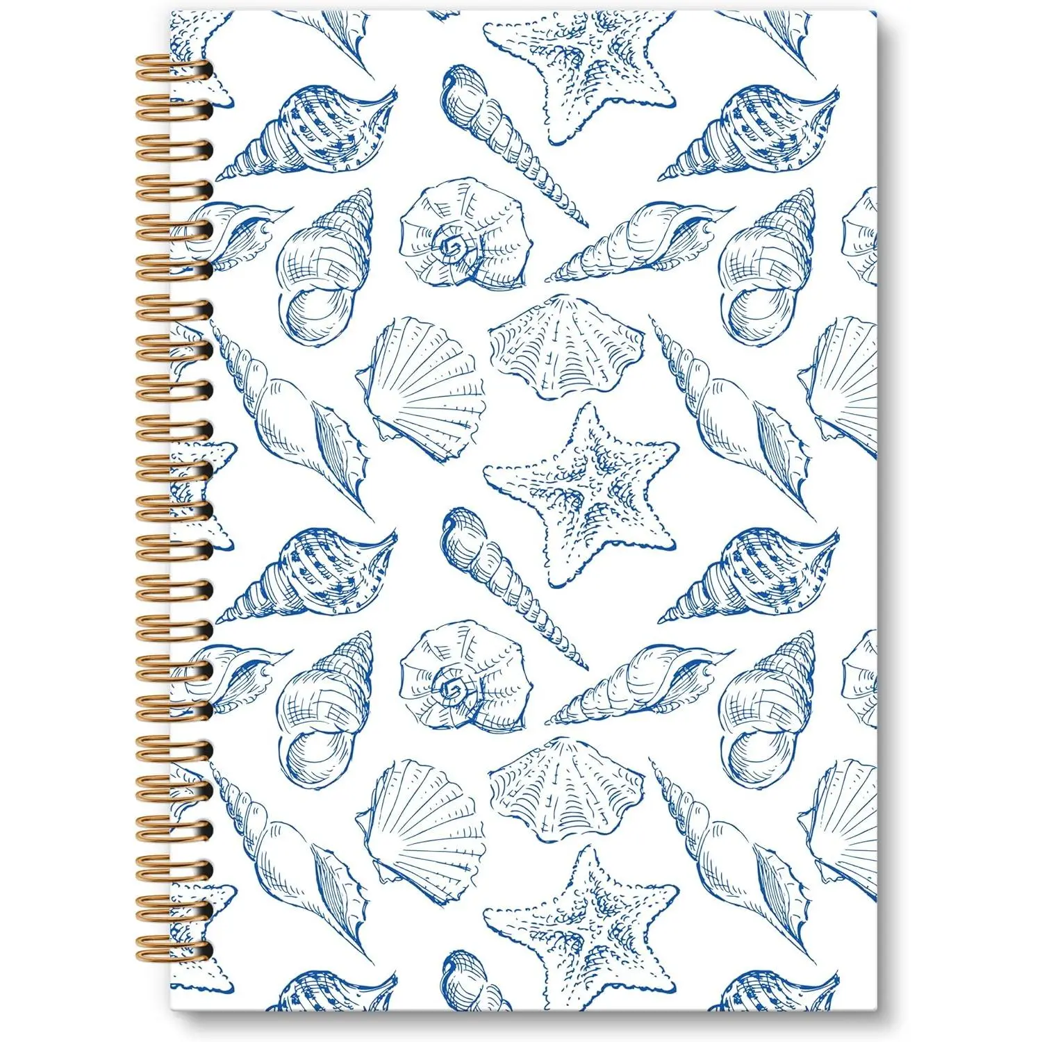 Blue Beach Seashell Notebook Journal,  Blue Spiral Notebook, SummerBeach Aesthetic Notebooks Gifts for Girls Women, Beach Notebooks, Coastal Preppy School Office Supplies, 6x8.2In