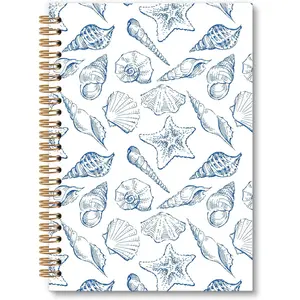 Blue Beach Seashell Notebook Journal,  Blue Spiral Notebook, SummerBeach Aesthetic Notebooks Gifts for Girls Women, Beach Notebooks, Coastal Preppy School Office Supplies, 6x8.2In