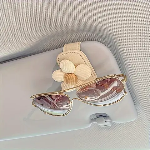 Flower Design Magnetic Glasses Clip, Car Sunshade Holder, Ticket Holder, Compact, Easy Installation, Car Accessories, Car Interior Accessories, Car Organization Accessories, Car Storage Organizers