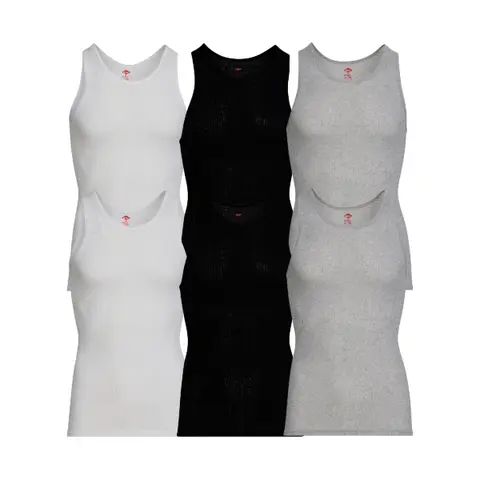 6 Pack Men's A-shirts Ribbed Tank Top Slim-Fit Lightweight Solid Casual Menswear Underwear S-XXL Black White And GreyRegular Breathable Workout Sleeveless Plain Classic