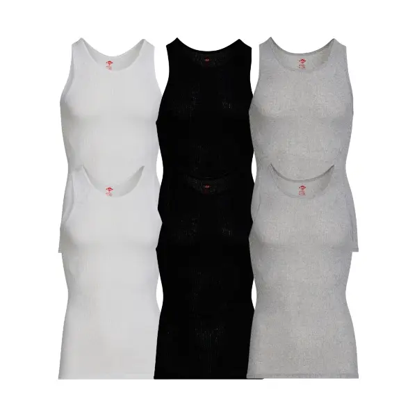 6 Pack Men's A-shirts Ribbed Tank Top Slim-Fit Lightweight Solid Casual  Menswear Underwear S-XXL Black White And GreyRegular Breathable Workout  Sleeveless Plain Classic - TikTok Shop