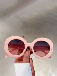 Unisex Fashion Vintage Round Frame Glasses, Music Festival Party Accessories, Daily Wear Decorative Lenses, Plastic Material, All Seasons