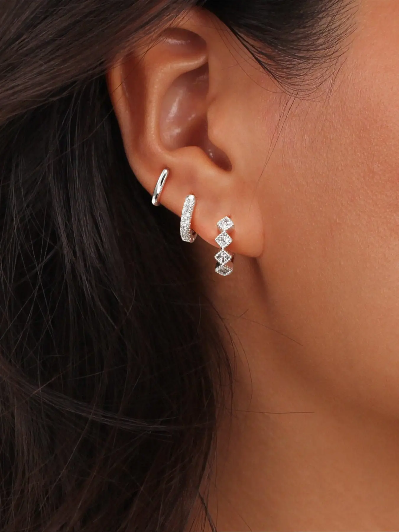 3 pairs (6 pieces) of exquisite and small copper earrings and ear rings, Hoop Earring Sets, Earring Stacking Set, Earring Pack, fashionable jewelry gifts for women, suitable for daily wear, Hoops Set