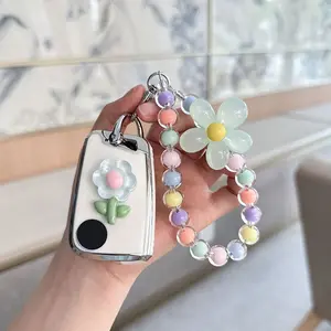 ACEBOY for Volkswagen VW Accessories Soft TPU Car Keys Shell Case Full Protection Bling Chain Landyard Fit VW Tiguan Golf GTI Altas Jetta